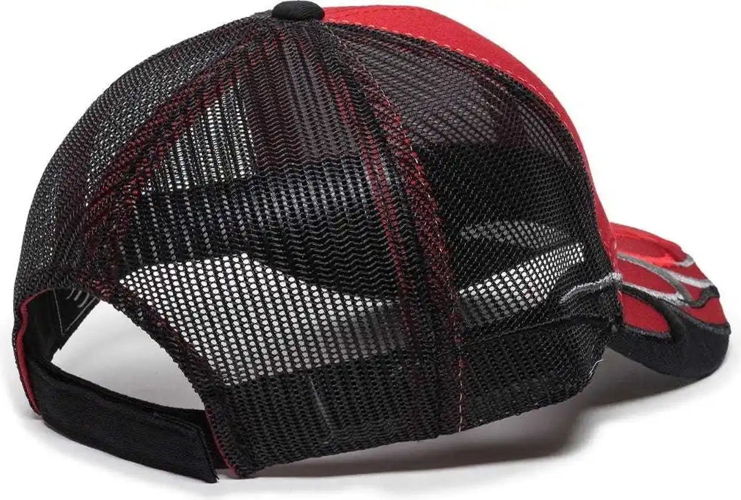Oc Sports Wav-605m Adjustable Mesh Back Cap - Red Black - 6 7/8’’ - 7 1/2’’