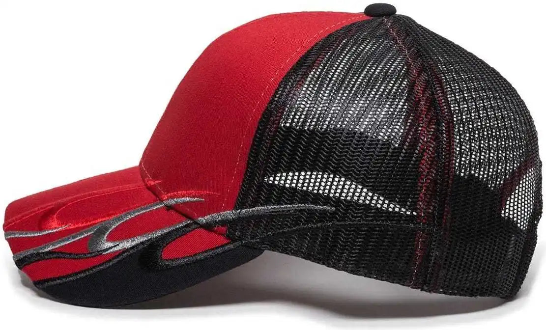 Oc Sports Wav-605m Adjustable Mesh Back Cap - Red Black - 6 7/8’’ - 7 1/2’’