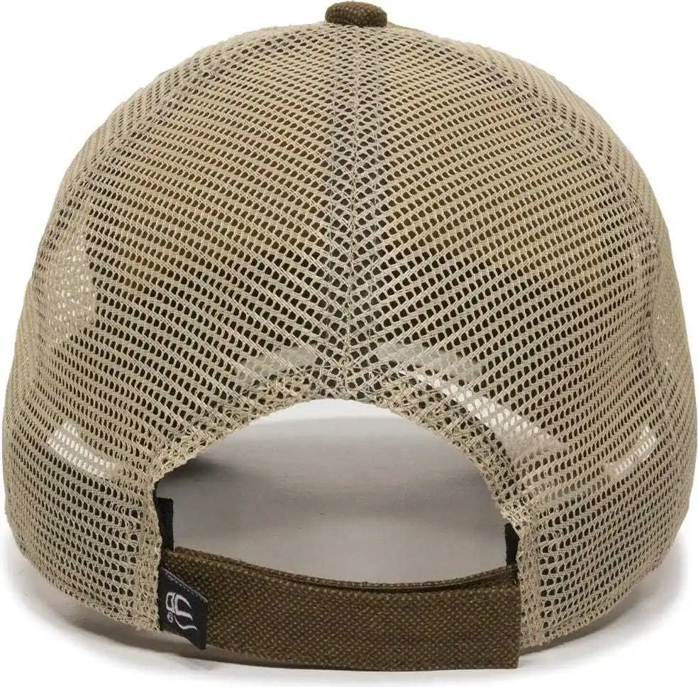 Oc Sports Wcv-100m Adjustable Mesh Back Weathered Look Cap - Brown Khaki - 6 7/8’’ - 7 1/2’’