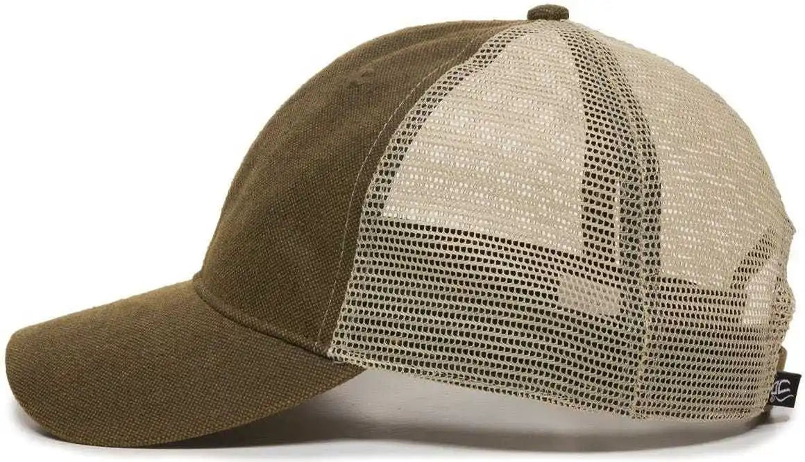 Oc Sports Wcv-100m Adjustable Mesh Back Weathered Look Cap - Brown Khaki - 6 7/8’’ - 7 1/2’’