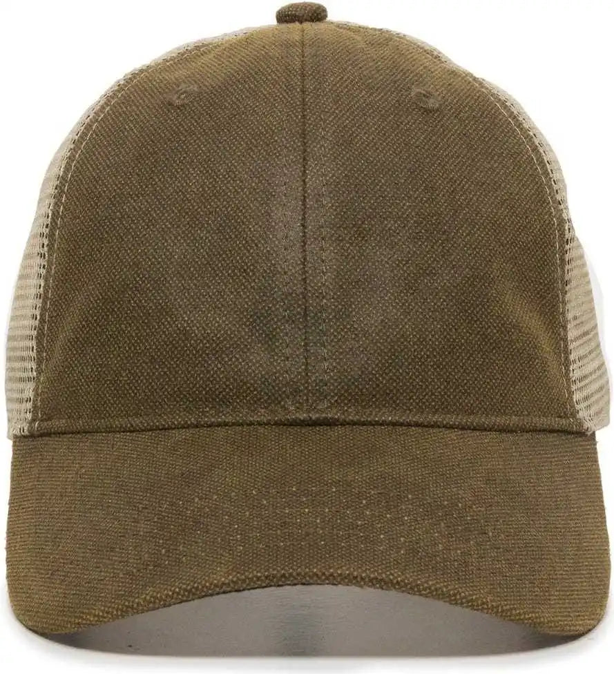 Oc Sports Wcv-100m Adjustable Mesh Back Weathered Look Cap - Brown Khaki - 6 7/8’’ - 7 1/2’’