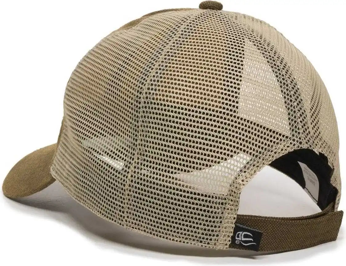Oc Sports Wcv-100m Adjustable Mesh Back Weathered Look Cap - Brown Khaki - 6 7/8’’ - 7 1/2’’
