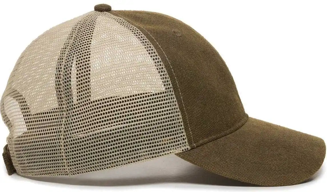 Oc Sports Wcv-100m Adjustable Mesh Back Weathered Look Cap - Brown Khaki - 6 7/8’’ - 7 1/2’’