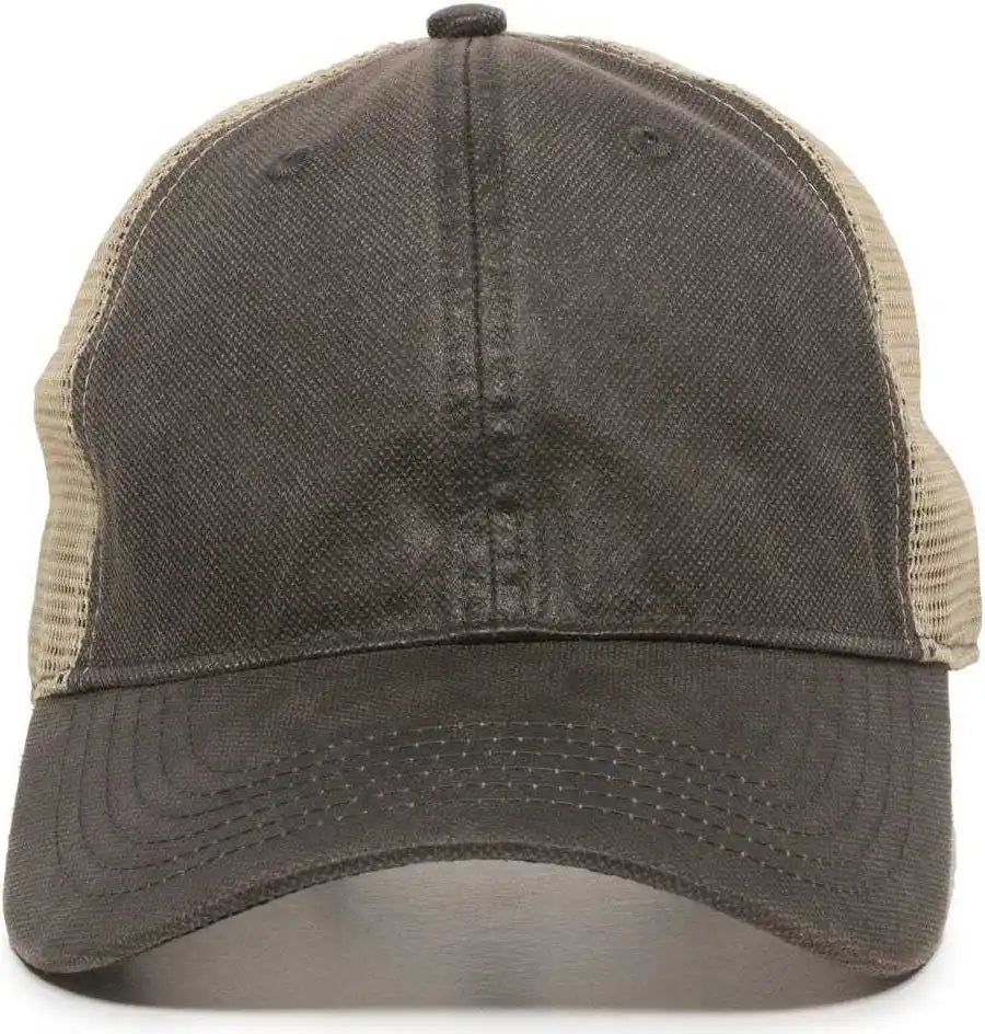Oc Sports Wcv-100m Adjustable Mesh Back Weathered Look Cap - Charcoal Khaki - Dark Gray / 6 7/8’’ - 7 1/2’’