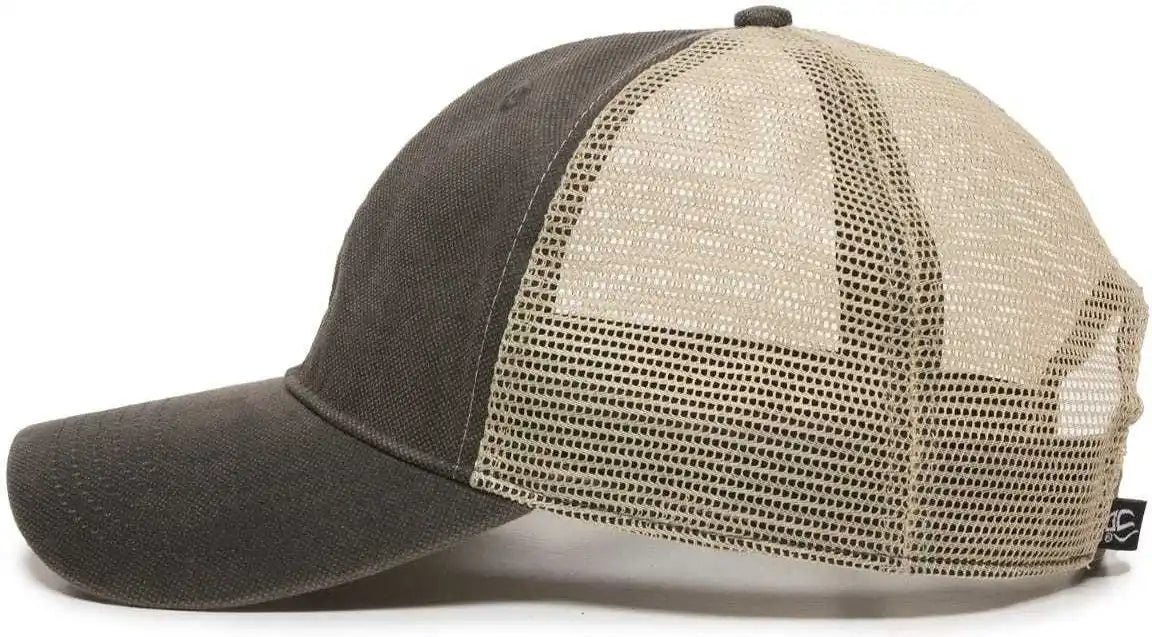 Oc Sports Wcv-100m Adjustable Mesh Back Weathered Look Cap - Charcoal Khaki - Dark Gray / 6 7/8’’ - 7 1/2’’