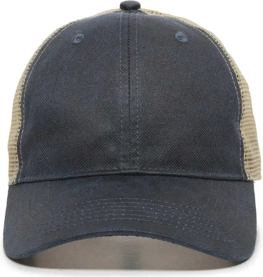 Oc Sports Wcv-100m Adjustable Mesh Back Weathered Look Cap - Navy Khaki - 6 7/8’’ - 7 1/2’’