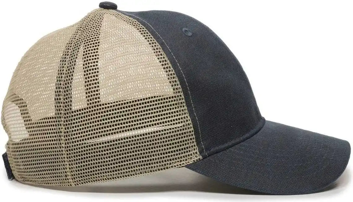Oc Sports Wcv-100m Adjustable Mesh Back Weathered Look Cap - Navy Khaki - 6 7/8’’ - 7 1/2’’