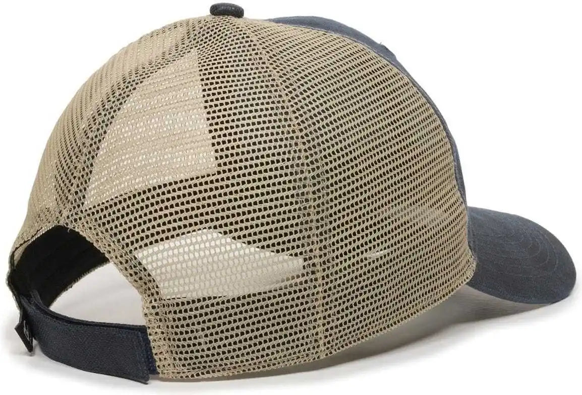 Oc Sports Wcv-100m Adjustable Mesh Back Weathered Look Cap - Navy Khaki - 6 7/8’’ - 7 1/2’’