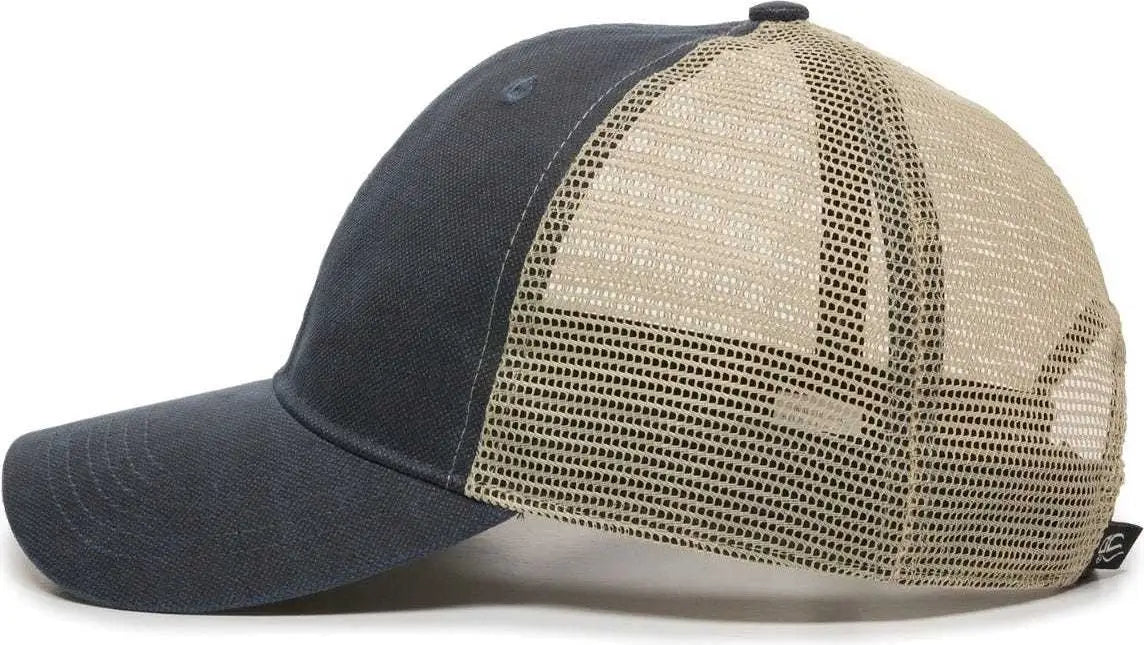 Oc Sports Wcv-100m Adjustable Mesh Back Weathered Look Cap - Navy Khaki - 6 7/8’’ - 7 1/2’’