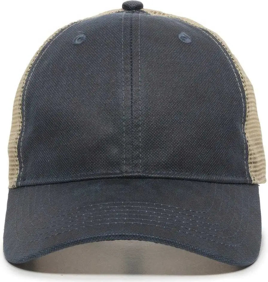 Oc Sports Wcv-100m Adjustable Mesh Back Weathered Look Cap - Navy Khaki - 6 7/8’’ - 7 1/2’’