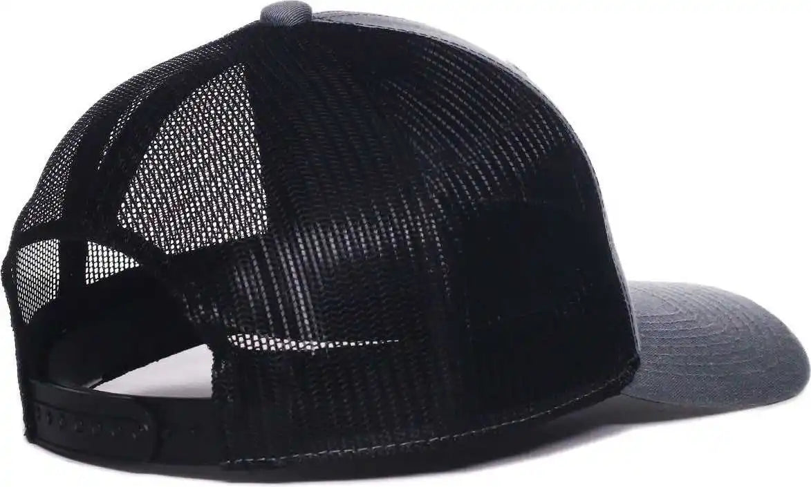 Oc Sports Wra-103 Wranger Leather Patch Trucker Cap - Ht Gray Black - Osfm