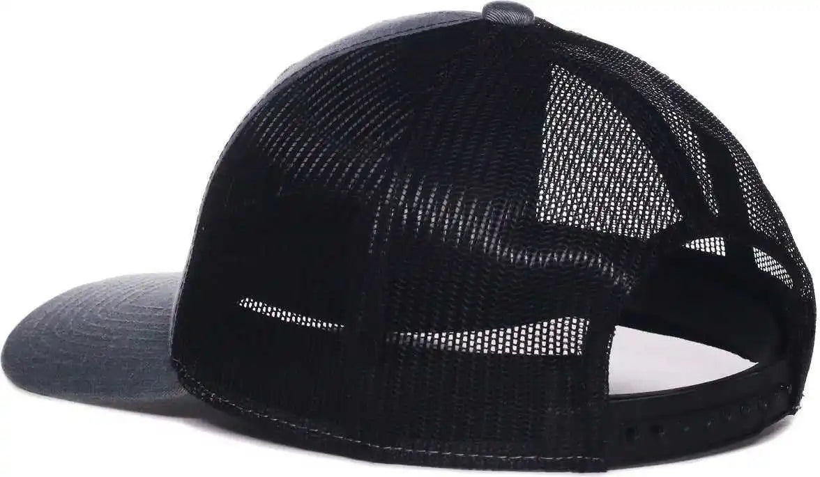 Oc Sports Wra-103 Wranger Leather Patch Trucker Cap - Ht Gray Black - Osfm