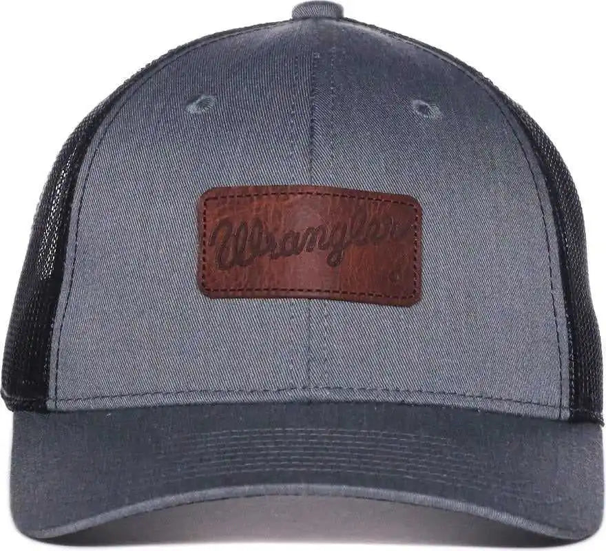Oc Sports Wra-103 Wranger Leather Patch Trucker Cap - Ht Gray Black - Osfm