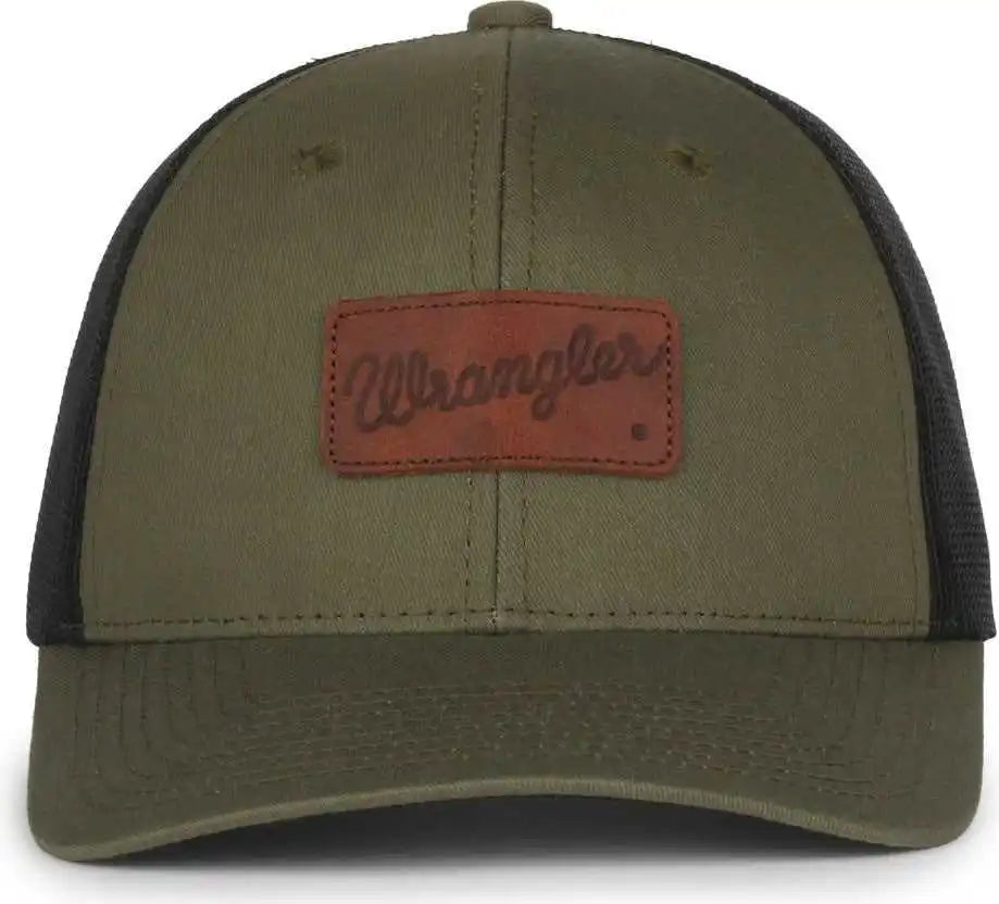 Oc Sports Wra-103 Wranger Leather Patch Trucker Cap - Loden Black - Osfm