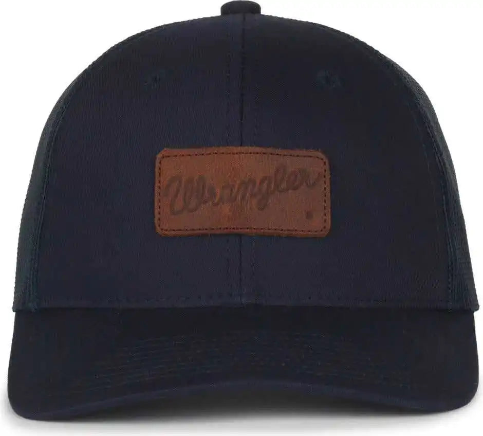 Oc Sports Wra-103 Wranger Leather Patch Trucker Cap - Navy - Osfm