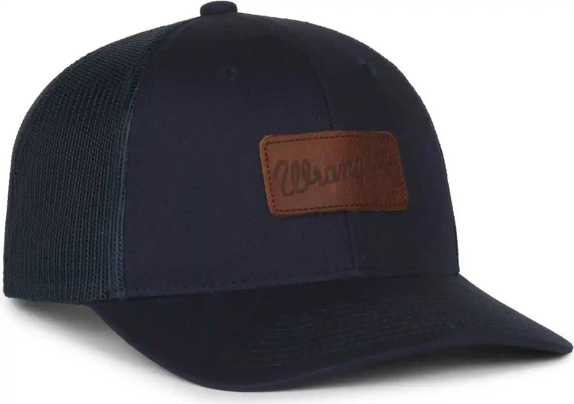 Oc Sports Wra-103 Wranger Leather Patch Trucker Cap - Navy - Osfm