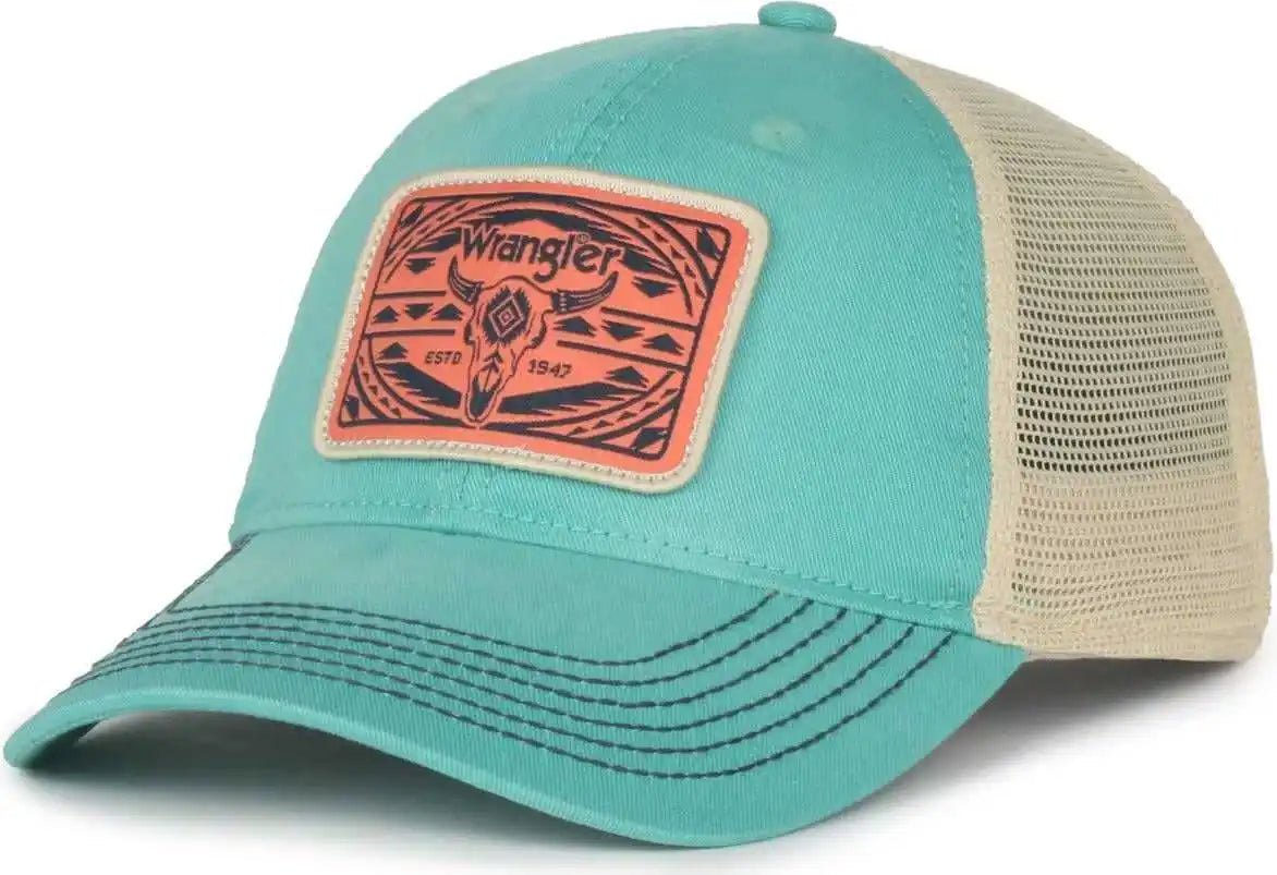 Oc Sports Wra-123 Wranger Cattle Skull Mesh Back Cap - Teal Bone - Osfm