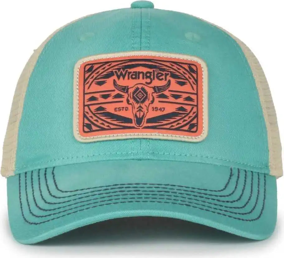 Oc Sports Wra-123 Wranger Cattle Skull Mesh Back Cap - Teal Bone - Osfm