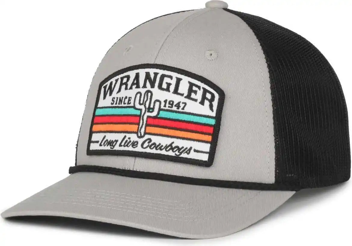 Oc Sports Wra-126 Wranger Pro Crown Trucker Cap - Light Gray Black - Osfm