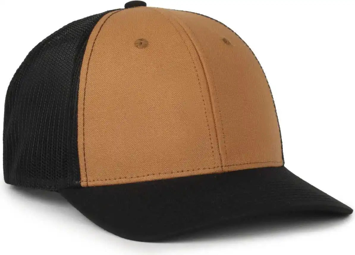 Oc Sports Wra-201m Wranger Canvas Trucker Cap - Brown Black - Osfm