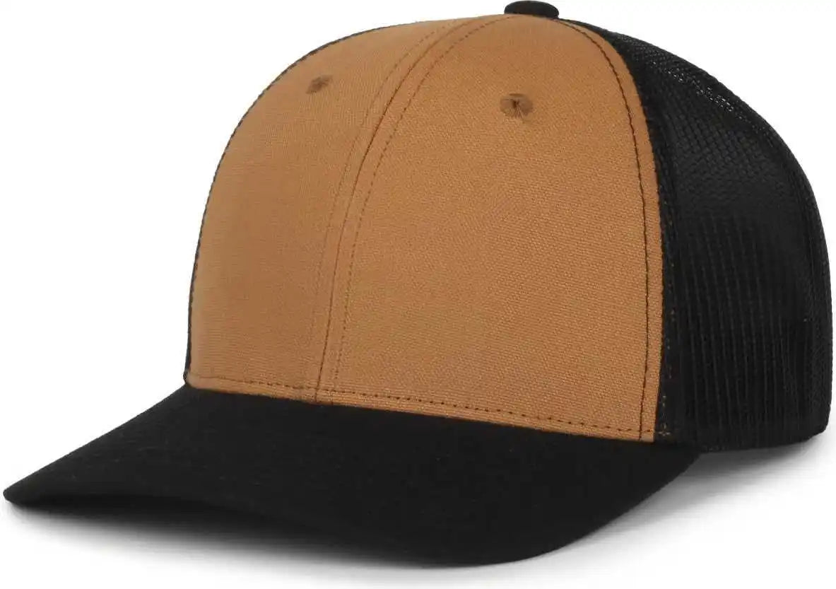 Oc Sports Wra-201m Wranger Canvas Trucker Cap - Brown Black - Osfm