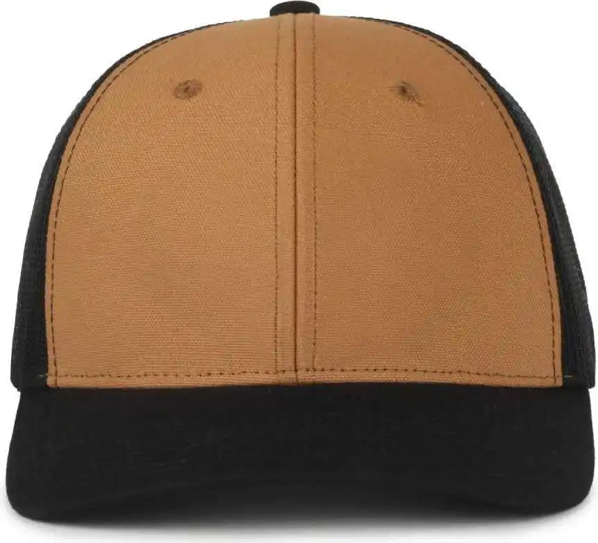 Oc Sports Wra-201m Wranger Canvas Trucker Cap - Brown Black - Osfm