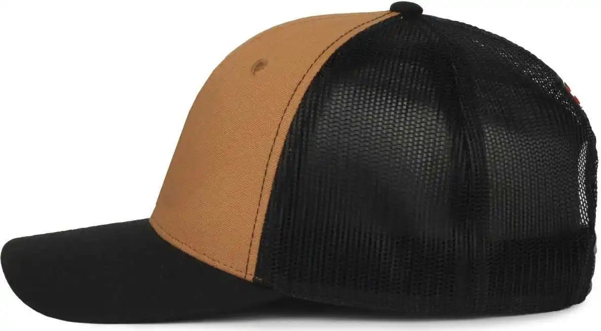 Oc Sports Wra-201m Wranger Canvas Trucker Cap - Brown Black - Osfm