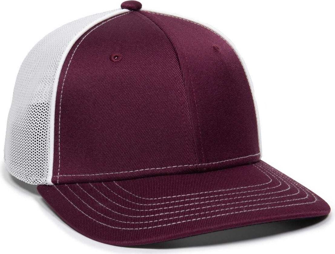 Oc Sports Oc12m Phenom Performance Twill Front Panel Cap -maroon White - Maroon / 6 3/4’’ - 7 1/8’’