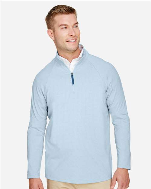 Ocean Blue Men&#39;s CrownLux Performance® Clubhouse Micro-Stripe Quarter-Zip Pullover - DG480
