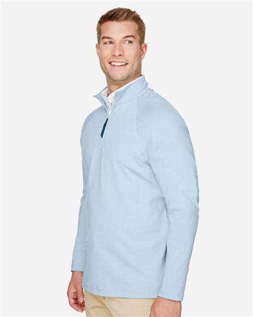 Ocean Blue Men&#39;s CrownLux Performance® Clubhouse Micro-Stripe Quarter-Zip Pullover - DG480