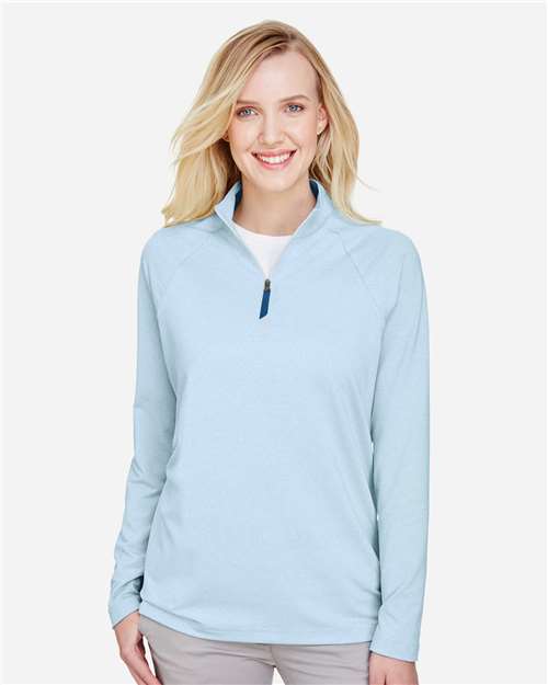 Ocean Blue Women&#39;s CrownLux Performance® Clubhouse Micro-Stripe Quarter-Zip Pullover - DG480W