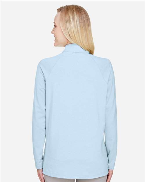 Ocean Blue Women&#39;s CrownLux Performance® Clubhouse Micro-Stripe Quarter-Zip Pullover - DG480W
