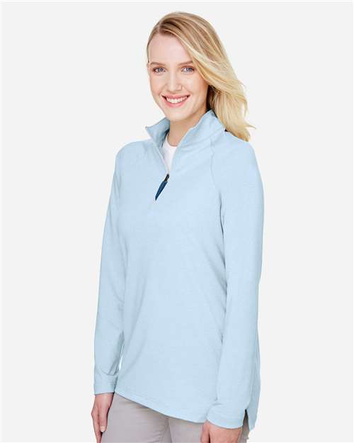 Ocean Blue Women&#39;s CrownLux Performance® Clubhouse Micro-Stripe Quarter-Zip Pullover - DG480W