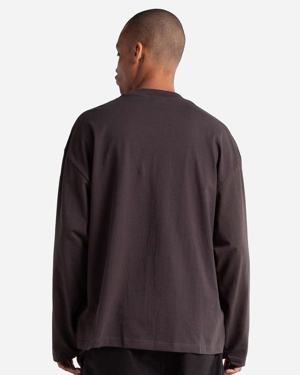 Off Black Unisex Max Heavyweight Oversized Long Sleeve T-Shirt - SHMOL plain