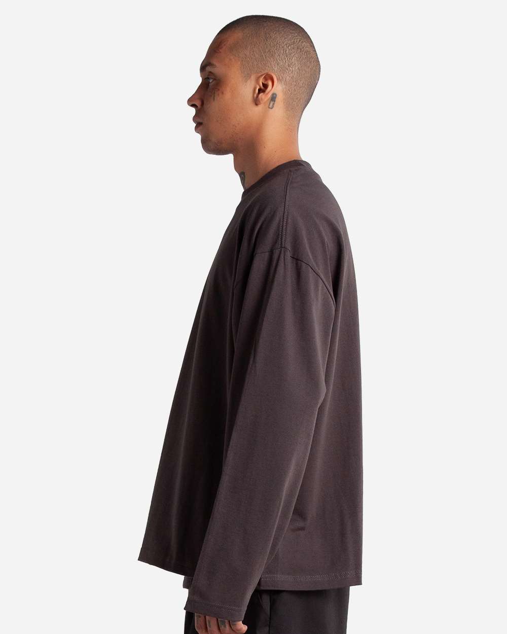 Off Black Unisex Max Heavyweight Oversized Long Sleeve T-Shirt - SHMOL plain