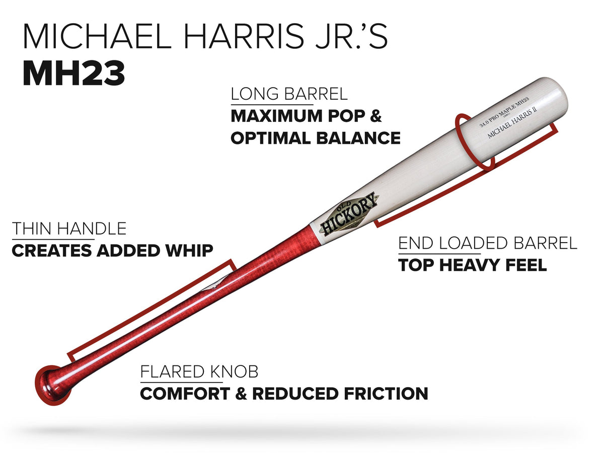 Old Hickory Mh23 Michael Harris Steel Pressed Rock Maple Bat - Wine Natural