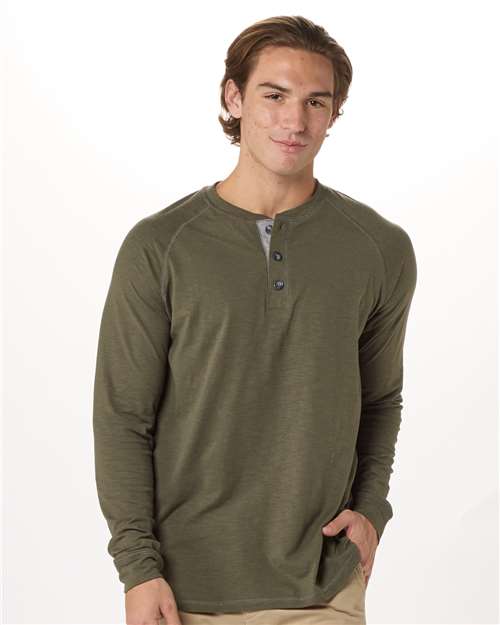 Olive Henley Long Sleeve T-Shirt - BM3101