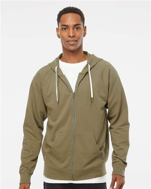 Olive Icon Lightweight Loopback Terry Full-Zip Hooded Sweatshirt - SS1000Z