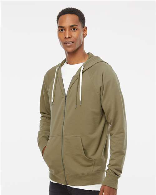 Olive Icon Lightweight Loopback Terry Full-Zip Hooded Sweatshirt - SS1000Z
