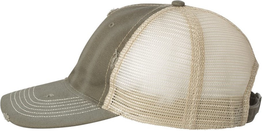 Olive/ Khaki Bounty Dirty-Washed Mesh-Back Cap - 3150
