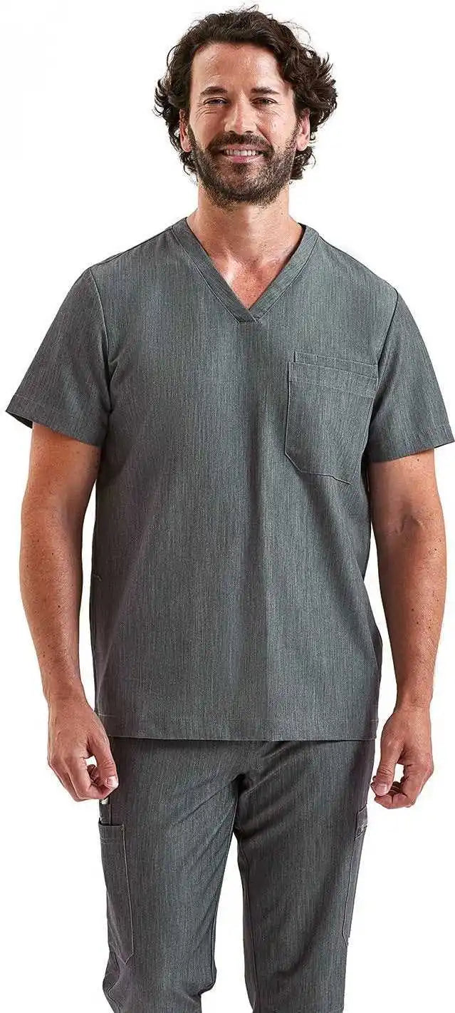 Onna by Premier Nn200 Men’s Limitless V-neck Stretch Scrub Top - Dynamo Grey
