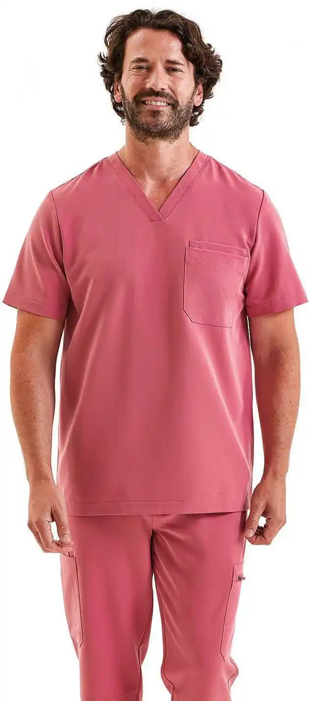 Onna by Premier Nn200 Men’s Limitless V-neck Stretch Scrub Top - Calm Pink