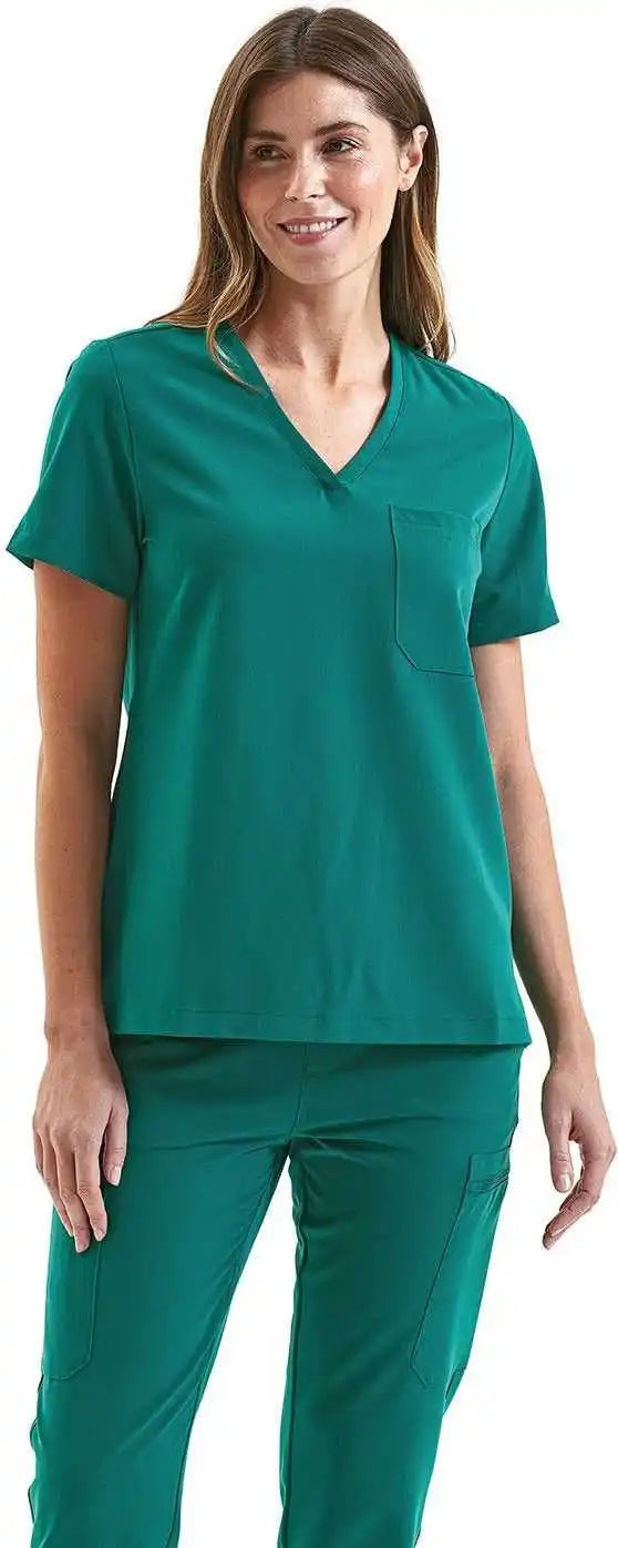 Onna by Premier Nn300 Ladies’ Limitless v Neck Stretch Scrub Top Clean Green