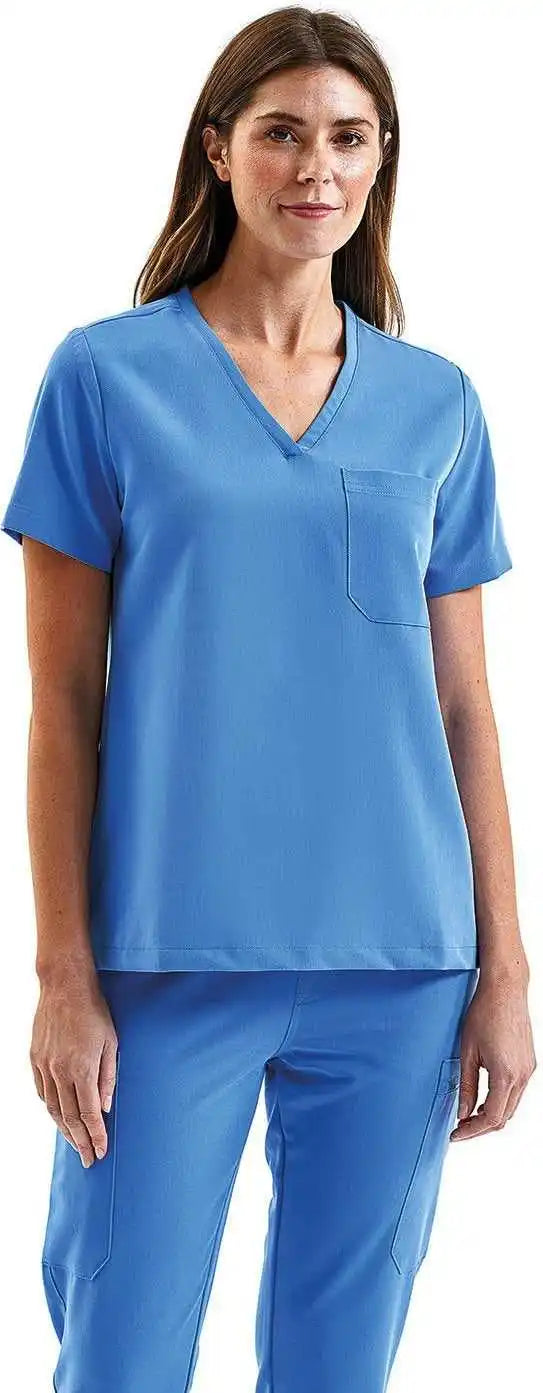 Onna by Premier Nn300 Ladies’ Limitless v Neck Stretch Scrub Top Ceil Blue