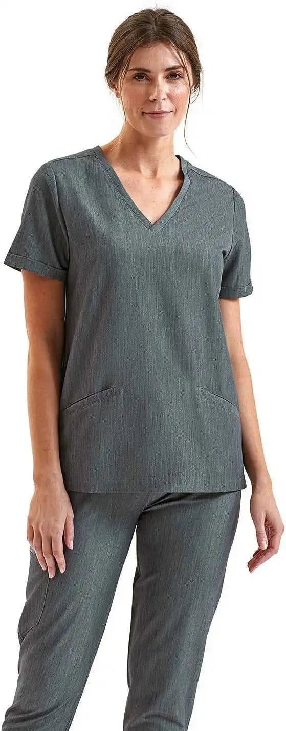 Onna by Premier Nn310 Ladies’ Invincible v Neck Stretch Scrub Top Dynamo Grey