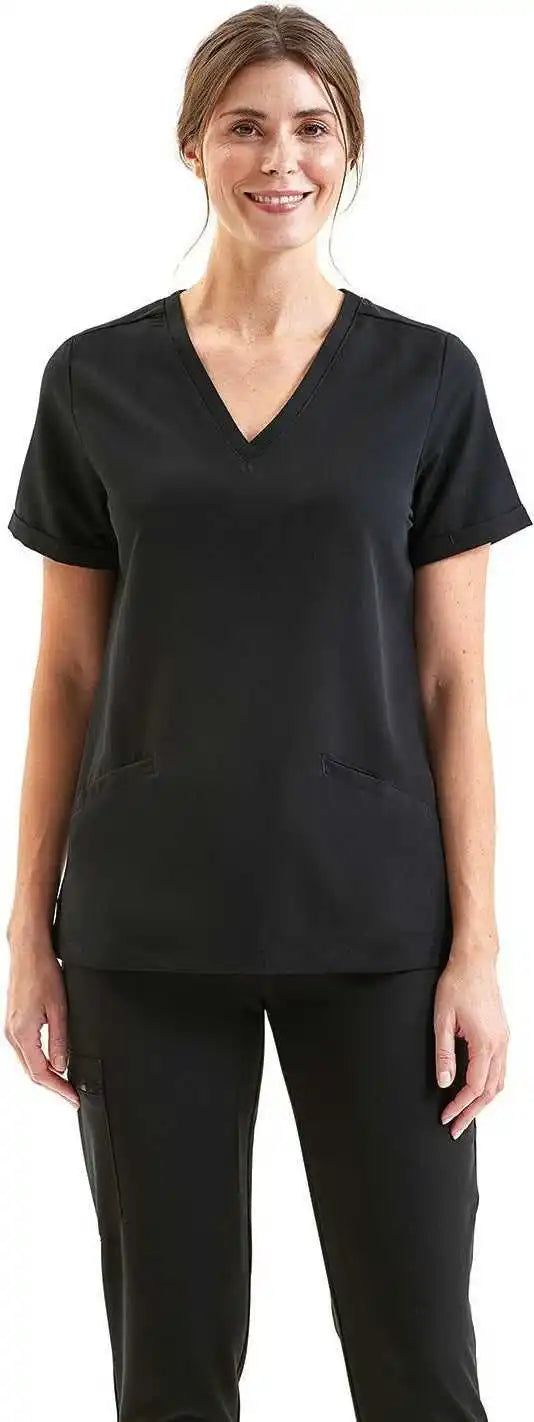 Onna by Premier Nn310 Ladies’ Invincible v Neck Stretch Scrub Top Black
