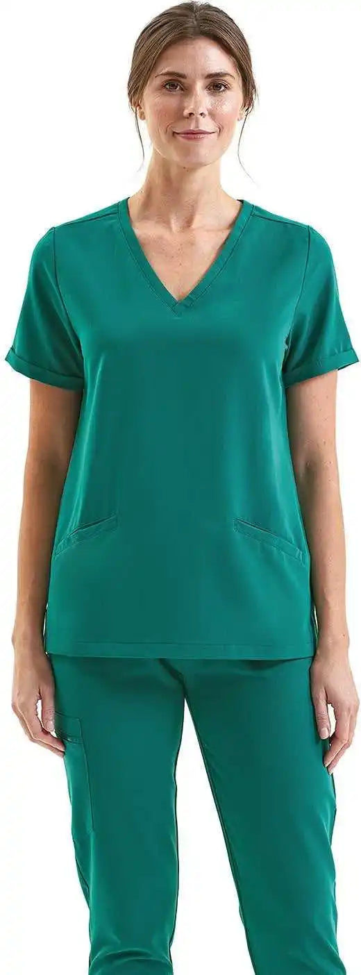 Onna by Premier Nn310 Ladies’ Invincible v Neck Stretch Scrub Top Clean Green