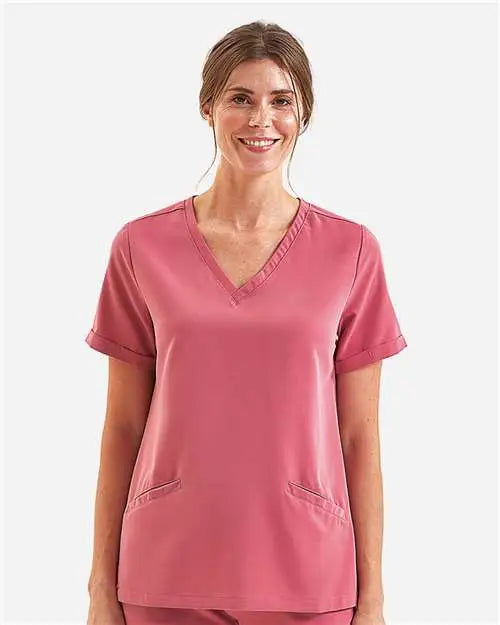 Onna Nn310 Women’s Invincible V-neck Stretch Scrub Top - Calm Pink