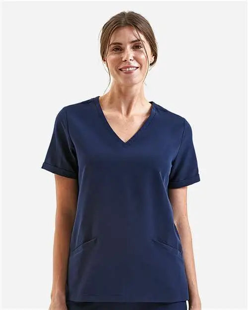 Onna Nn310 Women’s Invincible V-neck Stretch Scrub Top - Navy