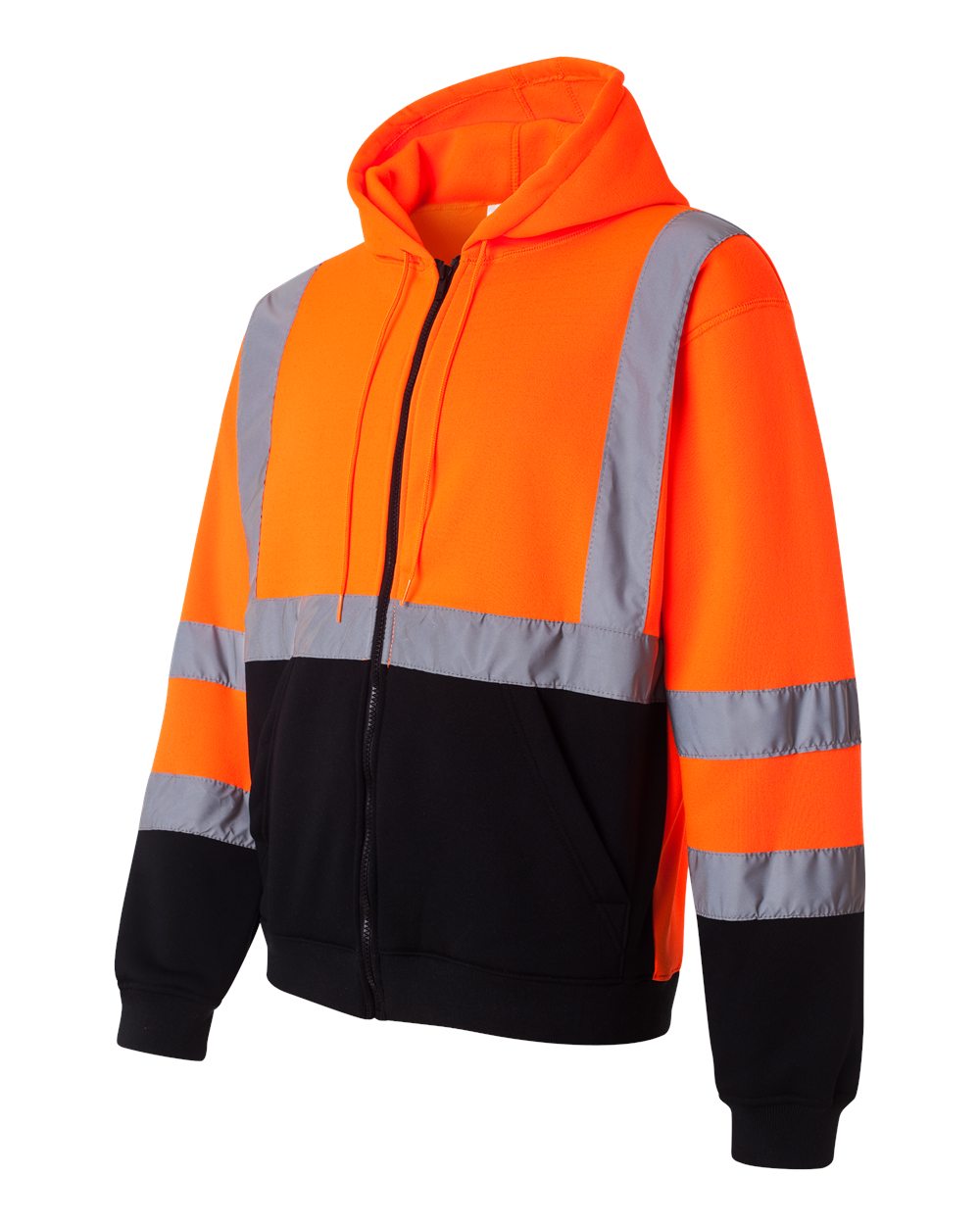 Orange Hi-Vis Full-Zip Hooded Sweatshirt - JS102-103